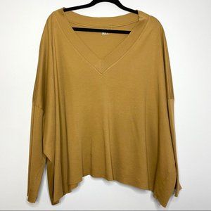 PLANET Nu V Neck Oversized Tee Long Sleeve Pima Cotton Laganlook